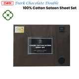 NNEDSZ 250TC 100% Cotton Sateen Sheet Set Dark Chocolate Double