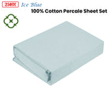 NNEDSZ 250TC 100% Cotton Percale Sheet Set Ice Blue Single