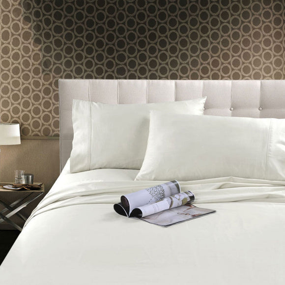 NNEDSZ 300TC Cotton Sheet Set White Single