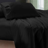 NNEDSZ 400TC Egyptian Cotton Sheet Set Jet Black DOUBLE