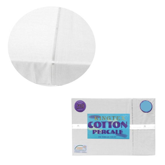 NNEDSZ 250TC Cotton Percale Sheet Set King White