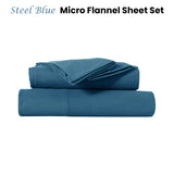 NNEDSZ Ultra-Soft Micro Flannel Sheet Set 40 cm Wall Steel Blue King Single