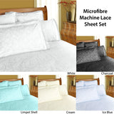 NNEDSZ Microfibre Machine Lace Sheet Set Ice Blue Double