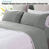 NNEDSZ Ramesses Charcoal Pebble Wash Linen Look Alternative Sheet Set Queen