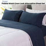 NNEDSZ Ramesses Jeans Pebble Wash Linen Look Alternative Sheet Set King