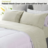 NNEDSZ Ramesses Oatmeal Pebble Wash Linen Look Alternative Sheet Set Queen