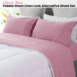 NNEDSZ Ramesses Classic Rose Pebble Wash Linen Look Alternative Sheet Set Queen