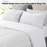 NNEDSZ Ramesses White Pebble Wash Linen Look Alternative Sheet Set Queen