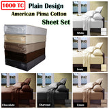 NNEDSZ 1000TC American Pima Cotton Plain Design Sheet Set Chocolate King