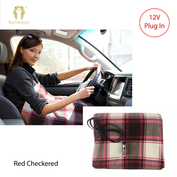 NNEDSZ Ramesses Electric heated Car Snuggle 110 x 150 cm Red Checkered