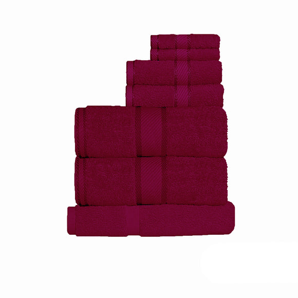 NNEDSZ Kingtex 550gsm Cotton 7 Pce Towel Set Burgundy