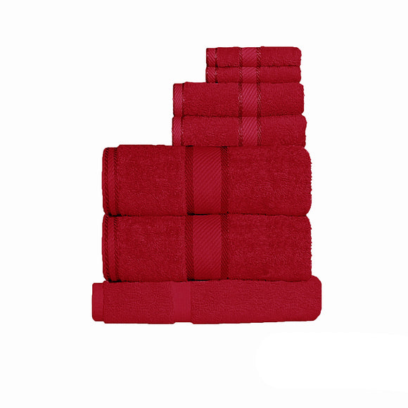 NNEDSZ Kingtex 550gsm Cotton 7 Pce Towel Set Red