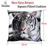 NNEDSZ Just Home Blue Eyes Stripes Tiger Square Filled Cushion