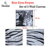 NNEDSZ Just Home Set of 3 Printed Blue Eyes Stripes Tiger Wall Canvas