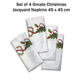 NNEDSZ Set of 4 Ornate Christmas Xmas Festival Jacquard Napkins