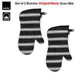 NNEDSZ Set of 2 Butcher Stripe Black Oven Mitt