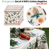 NNEDSZ Ladelle Set of 4 Evergreen 100% Cotton Napkins 45 x 45 cm