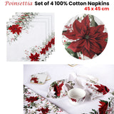 NNEDSZ Ashdene Set of 4 Poinsettia 100% Cotton Napkins 45 x 45 cm
