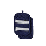 NNEDSZ Butcher Stripe Series Navy Set of 2 Pot Holders 17.5 x 24.5cm