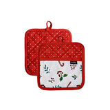NNEDSZ Joyful Red Set of 2 Pot Holders 21 x 21 cm