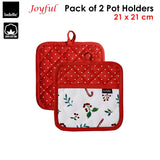 NNEDSZ Joyful Red Set of 2 Pot Holders 21 x 21 cm