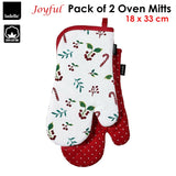 NNEDSZ Joyful Red Set of 2 Oven Mitts 18 x 33 cm