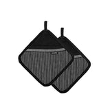 NNEDSZ Professional Series Stripe Black Set of 2 Pot Holders 21 x 21 cm