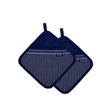 NNEDSZ Professional Series Stripe Navy Set of 2 Pot Holders 21 x 21 cm