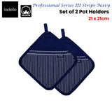 NNEDSZ Professional Series Stripe Navy Set of 2 Pot Holders 21 x 21 cm