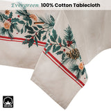 NNEDSZ Ladelle 100% Cotton Evergreen Festive Christmas Holiday Tablecloth 150 x 300 cm