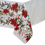 NNEDSZ 100% Cotton Ashdene Poinsettia Festive Christmas Holiday Tablecloth 150 x 230 cm