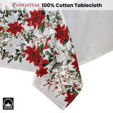 NNEDSZ 100% Cotton Ashdene Poinsettia Festive Christmas Holiday Tablecloth 150 x 230 cm