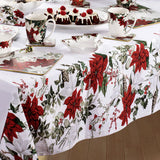NNEDSZ 100% Cotton Ashdene Poinsettia Festive Christmas Holiday Tablecloth 150 x 230 cm