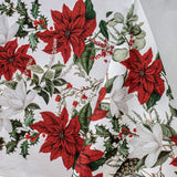 NNEDSZ 100% Cotton Ashdene Poinsettia Festive Christmas Holiday Tablecloth 150 x 300 cm