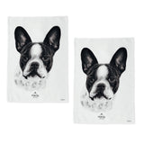 NNEDSZ Set of 2 Delightful Dogs Cotton Kitchen Tea Towels 50 x 70 cm French Bulldog