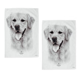 NNEDSZ Set of 2 Delightful Dogs Cotton Kitchen Tea Towels 50 x 70 cm Golden Retriever