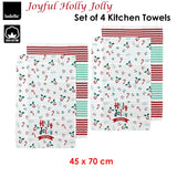 NNEDSZ Joyful Holly Jolly Christmas Set of 4 Cotton Kitchen Towels 45 x 70 cm