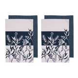 NNEDSZ Set of 4 Homespun Flower Cotton Kitchen Tea Towels 50 x 70 cm Denim