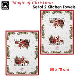 NNEDSZ Ashdene Magic of Christmas by Richard Macneil Set of 2 Cotton Kitchen Towels 50 x 70 cm