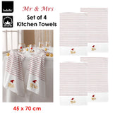 NNEDSZ Mr & Mrs Christmas Hat Set of 4 Cotton Kitchen Towels 45 x 70 cm