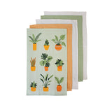 NNEDSZ Set of 5 Plant Life Cotton Kitchen Tea Towels 50 x 70 cm Green
