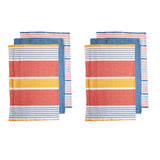 NNEDSZ Set of 6 Positano Stripe Cotton Kitchen Tea Towels 50 x 70 cm Red