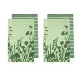 NNEDSZ Set of 4 Sanctuary Floral Cotton Kitchen Tea Towels 50 x 70 cm Green