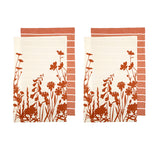 NNEDSZ Set of 4 Sanctuary Floral Cotton Kitchen Tea Towels 50 x 70 cm Terracotta