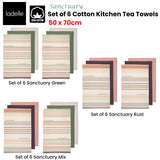 NNEDSZ Set of 6 Sanctuary Cotton Kitchen Tea Towels 50 x 70 cm Rust