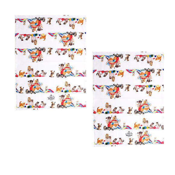 NNEDSZ Ashdene Set of 2 Kitten Adventures Cotton Kitchen Tea Towels Play Time