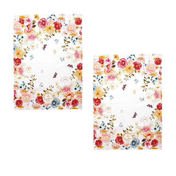 NNEDSZ Ashdene Set of 2 Springtime Soiree Cotton Kitchen Tea Towels 50 x 70 cm