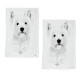 NNEDSZ Set of 2 Delightful Dogs Cotton Kitchen Tea Towels 50 x 70 cm West Highland