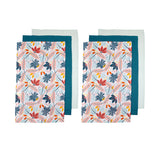 NNEDSZ Set of 6 Zest Bright Cotton Kitchen Tea Towels 50 x 70 cm Leaves