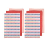 NNEDSZ Set of 6 Zest Bright Cotton Kitchen Tea Towels 50 x 70 cm Stripes